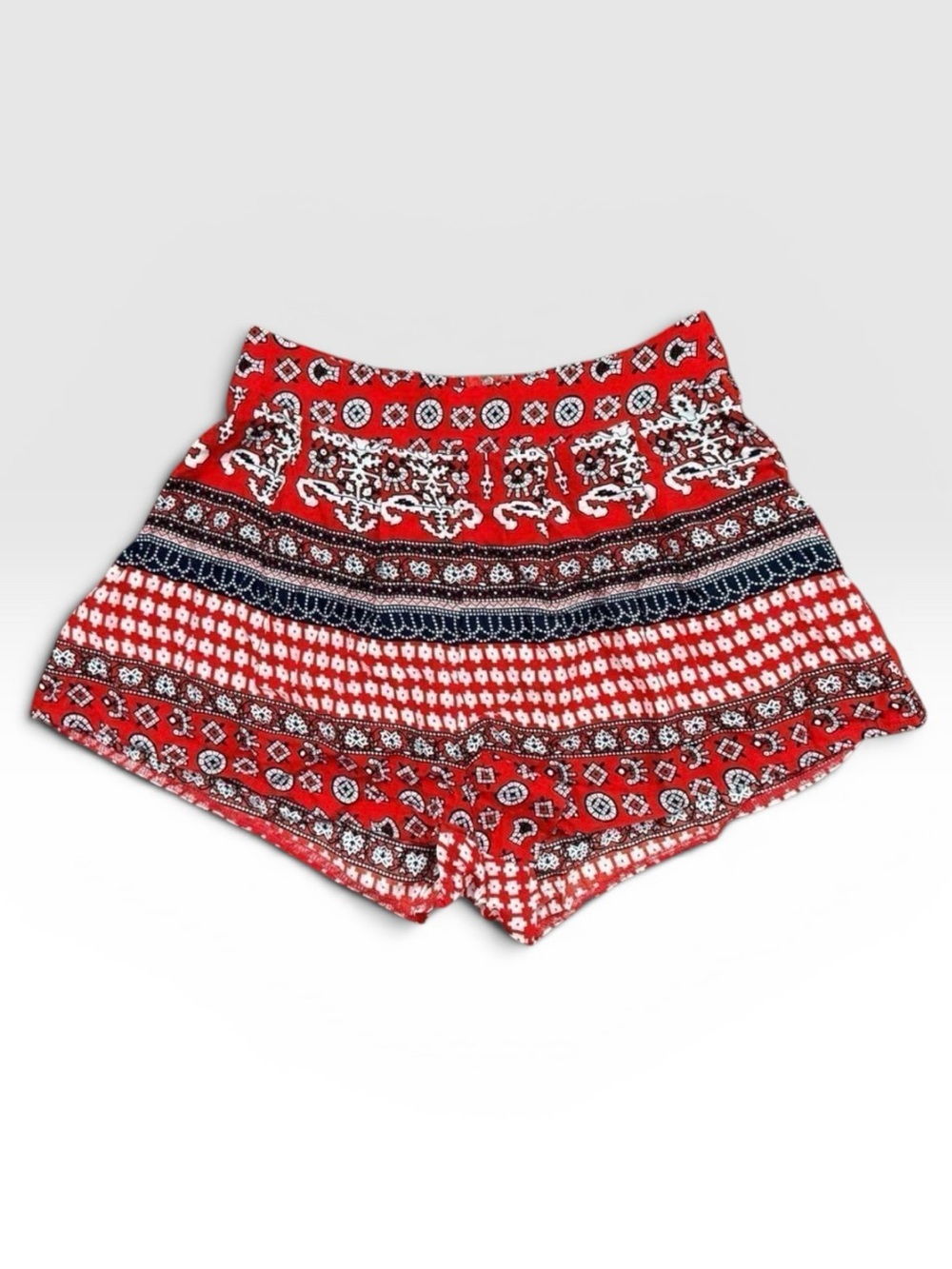 Lookbook Store Red Boho Geometric High Waist Festival Shorts Size 2